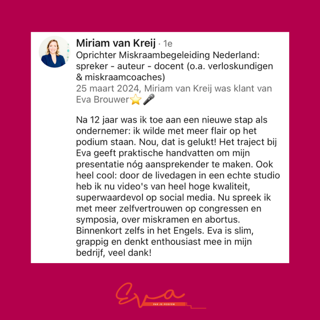 Testimonial Miriam - Presenteer als een Pro